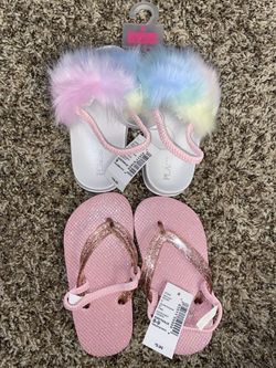 Two pairs of size 9 little girls slippers