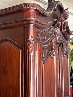 Antique French Carved Mahogany Armoire