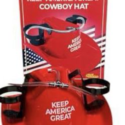 “New”Keep America Great”Gag Gift” Plastic Cowboy Drinking Hat(drinking Valve Control)retail$29