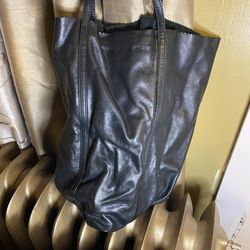 Black Leather Banana Republic Tote Bag