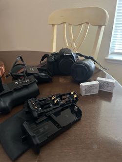 Canon Rebel T3i w/ Battery Grip, Lens, 2 Batteries & Charger