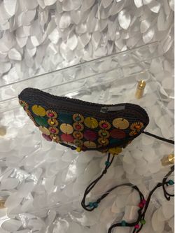 Boho Coconut Shell Beaded Crossbody Bag Multicolor Handmade Tropical Festival
