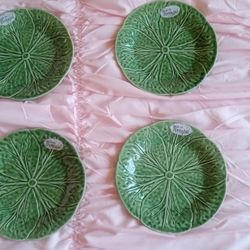 4  Bordallo Pinerio Cabbage Leaf Plates From Portugal