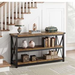 3Tier Console Table 47.2" Narrow Entryway Table with Storage