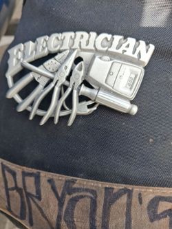Silver plated electrician belt buckle