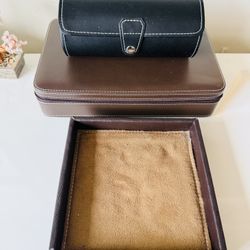 Leather Watch / glasses case , catch all tray 