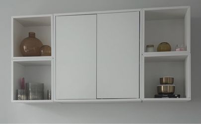 IKEA Eket White Wall-Mounted Shelving Unit with Cabinet