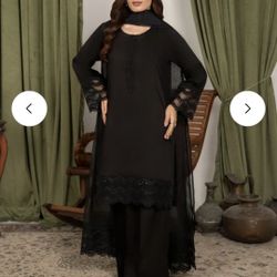Farshi Shalwar Sequins Embroidered Kurta Set 3 Piece Raw Silk