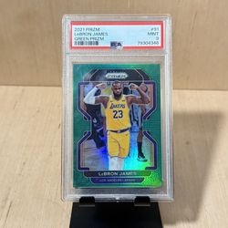 LeBron James 2021-22 Panini Prizm Green Prizm  #91 PSA 9 Mint (contact info removed)6 Read Blw   