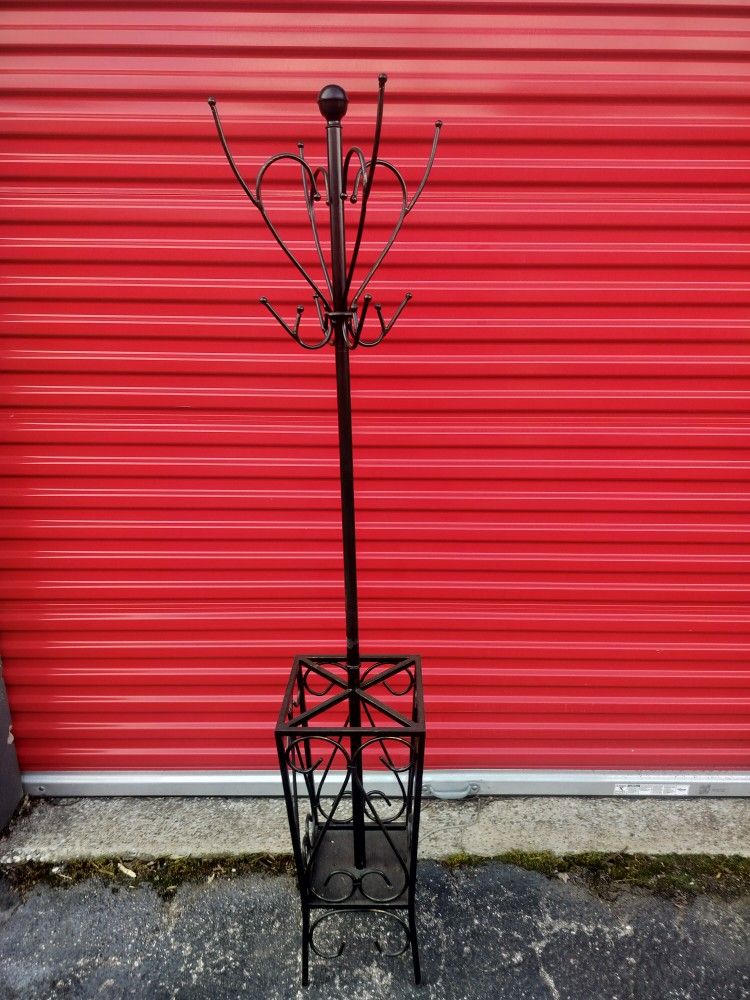 Freestanding Wrought Iron Jacket/Hat Station