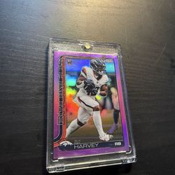 RJ Harvey Broncos Topps Chrome RC 049/250 Football Card