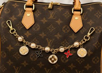 Monogram Flower bag charm 11 inches silver or gold color