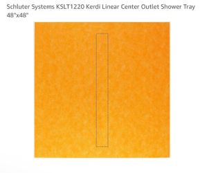 Schluter Systems KSLT1220 Kerdi Linear Center Outlet Shower Tray 48"x48"