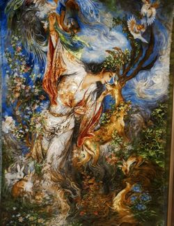 Framed carpet persian silk ,hand made