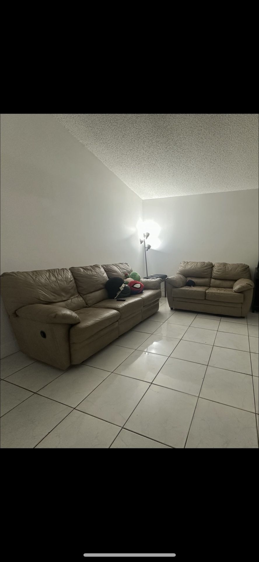 Reclining leather sofa and love seat