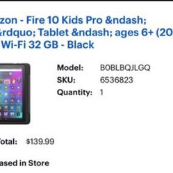 Amazon - Fire 10 Kids Pro – 10.1” Tablet – ages 6+ (2021) with Wi-Fi 32 GB - Black