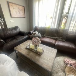 Leather Couch & Chair $600.00