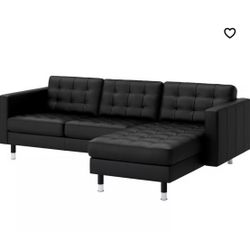 IKEA Morabo Leather Sectional Sofa Couch With Chaise and Ottoman