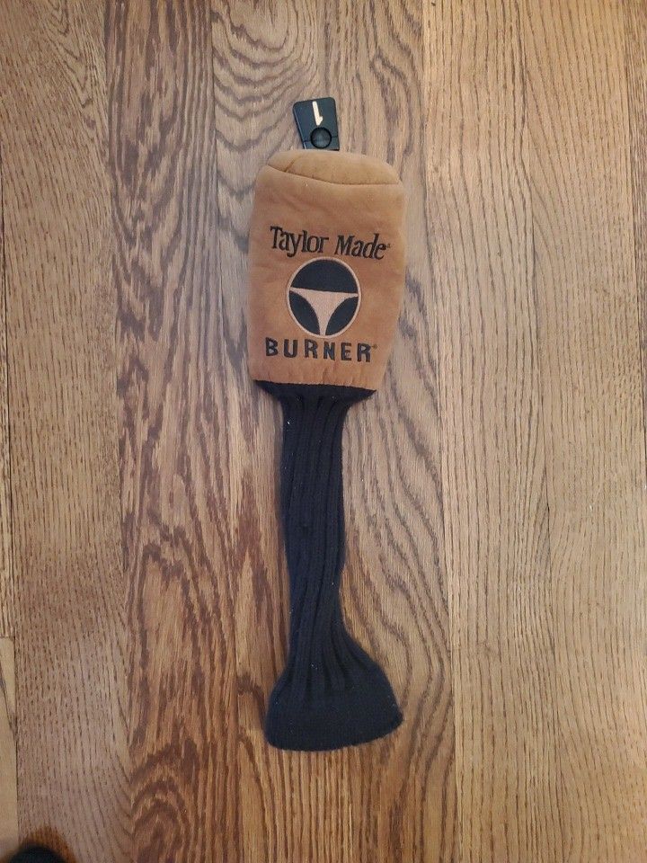 Taylor Made Driver Burner Golf Club Head Cover Brown Suede and Black Sleeve