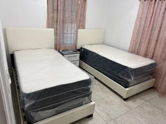 Camas twin blancas + colchón incluido