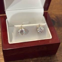 NEW 2.03 Carat TW Diamond Stud Lab Earrings E VS1 With Certificates