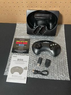 Retro-Bit BIG6 2.4 GHz Sega Genesis Wireless Arcade Controller Pad for Sega Genesis Original/Mini, Switch, PC, Mac - Black