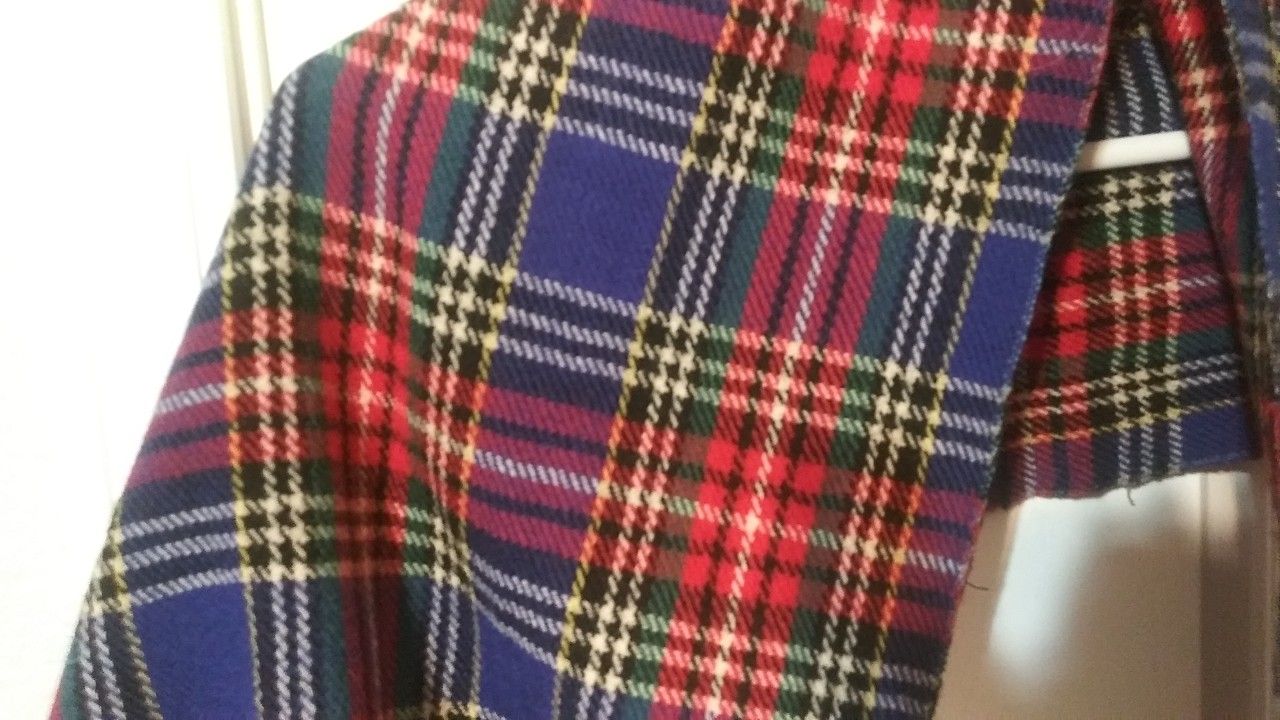 Vintage Scottish Plaid Wool Winter Scarf