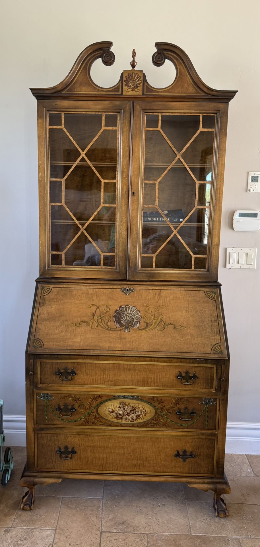 Antique Secretary, Johnson, Furniture, Company Desk, Cabinet Ball, And Claw Feet