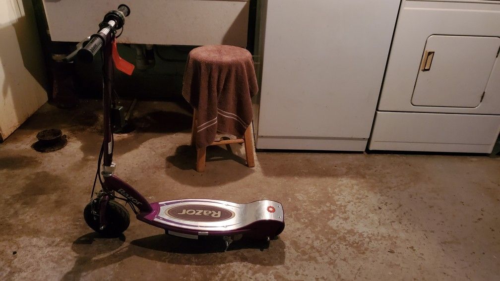 Girls 20" bicycle $30 Razor electric scooter $25