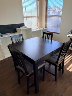 Black Wood Dining Table with 4 Chairs