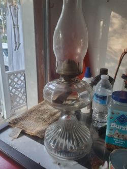 Large glass oil lamp