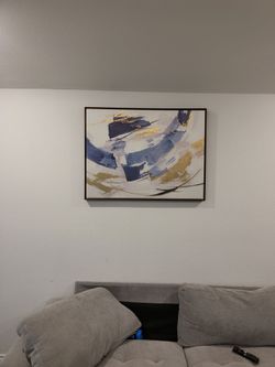 Indigo Crescent II Framed Embellished Abstract Canvas Wall Art, 31x41