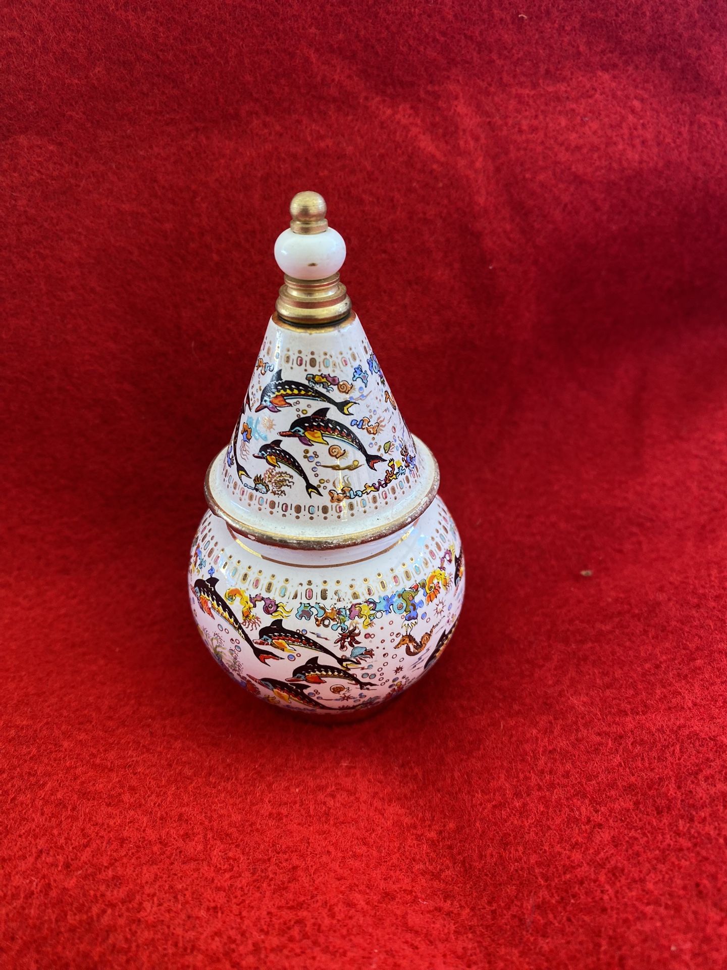White Made In Greece Greek 24k Gold Ceramic Vase Oil/Cream Collectible Imported From Greece (Read Description)