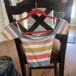 Multi-colored horizontal striped crop top