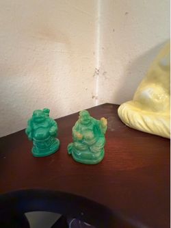 Vintage Green Stone Buddha Figurines – Pair $25