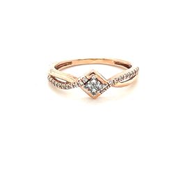 Minimalist 10k Rose Gold Diamond Ring