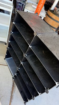 Black Modular Stackable Shoe Rack Organizer