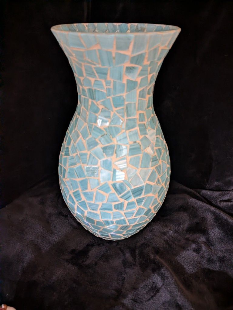 Mosaic Blue Glass Vase 