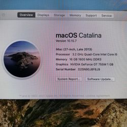 Apple iMac 27" - Late 2013, Intel Core i5-4570 3.2GHz Quad Core, 16GB RAM, 1TB Fusion Drive