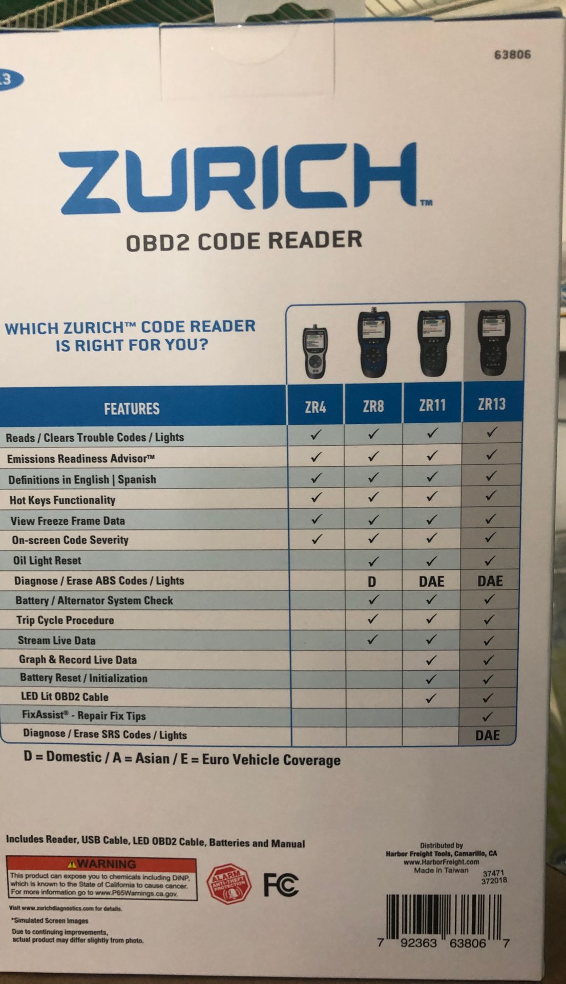 Zurich ZR13 OBD2 OBD II Code Reader for Sale in Orland Park, IL OfferUp