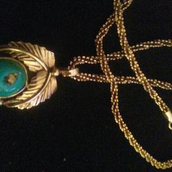 Sterling silver necklace. Turquoises Singed.hand Made