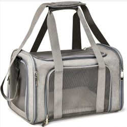  Dog Cat Carriers Puppies Up To 25Lbs, Soft Sided, Collapsible Travel Puppy Carrier - Large - Gray