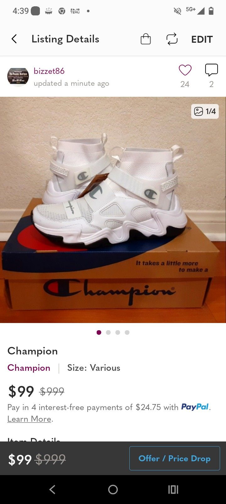 Champion Multiple Sizes Men's 10 + 10.5