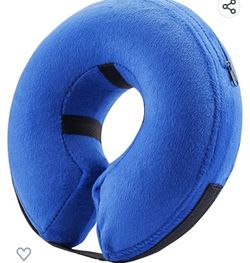 Dog Inflatable Collar - Blue Soft Fabric For Post Surgery / Injury