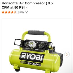 RYOBI ONE+ 1 Gal. 120 PSI Portable 18V Horizontal Air Compressor ( 0.5 CFM at 90 PSI )