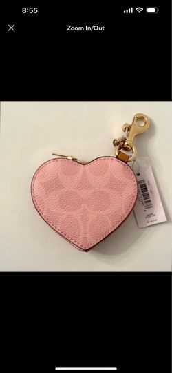 COACH Signature Denim Pink Heart Bag Charm