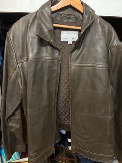 MENS STYLISH BROWN LEATHER JACKET SIZE LARGE