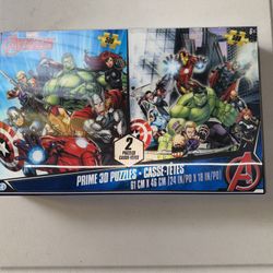 Marvel Avengers Prime 500 Piece 3D Puzzles 24”x18” (Set of 2) Ages 6+