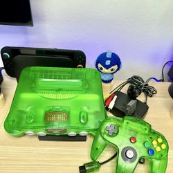 Nintendo 64 Jungle Green Expansion Pak Green LED Matching OEM controller