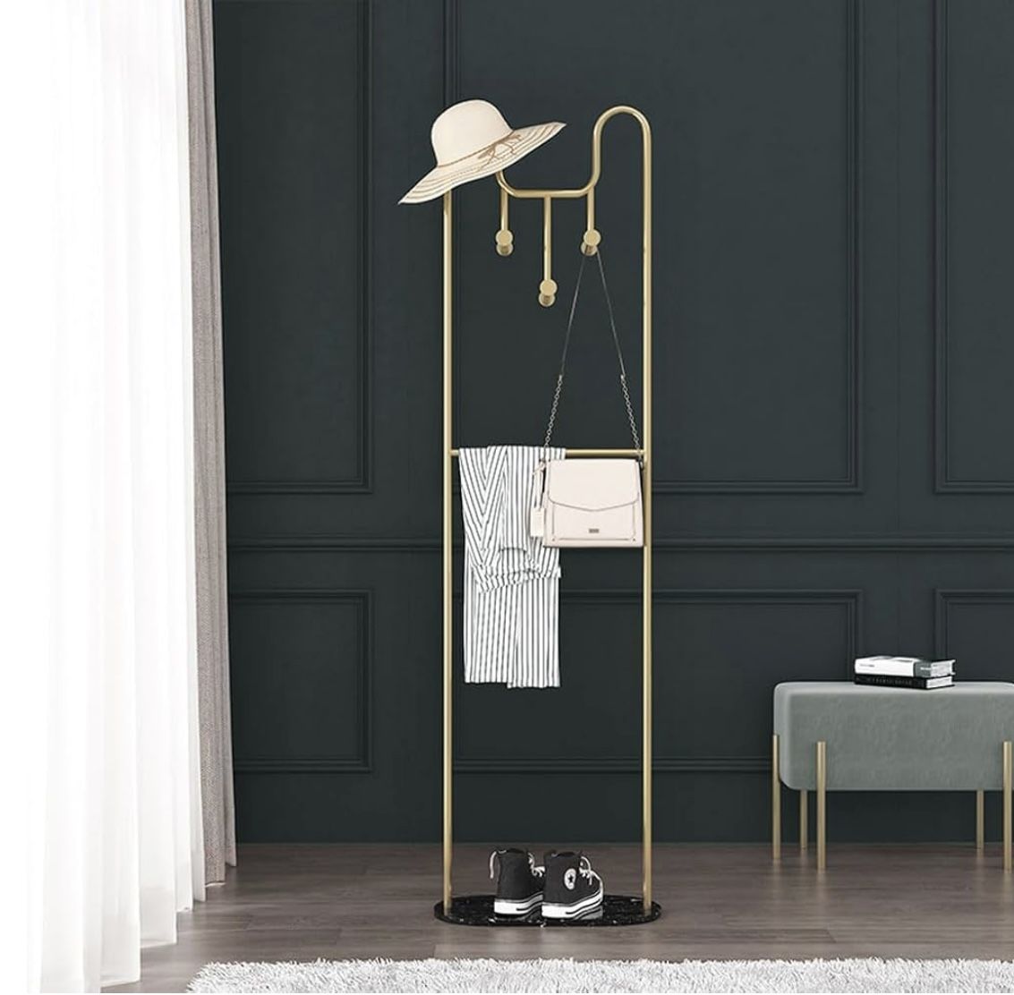 Coat racks with marble base gold